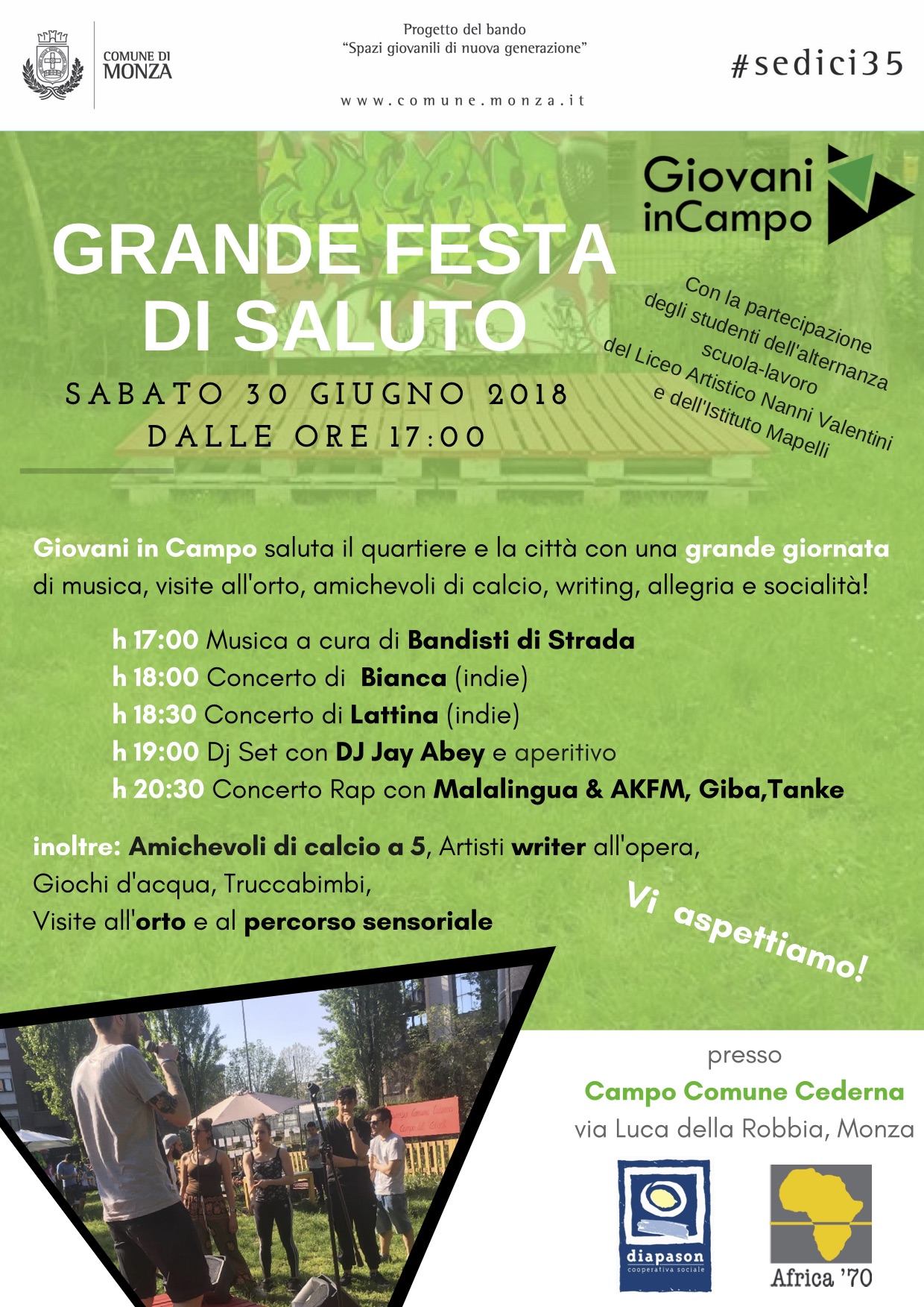 festa di saluto Giovani In Campo 30 giugno 2018